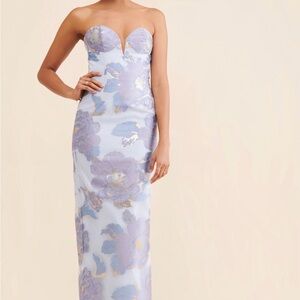 Katie May Strapless Dress in Lavender and Gold